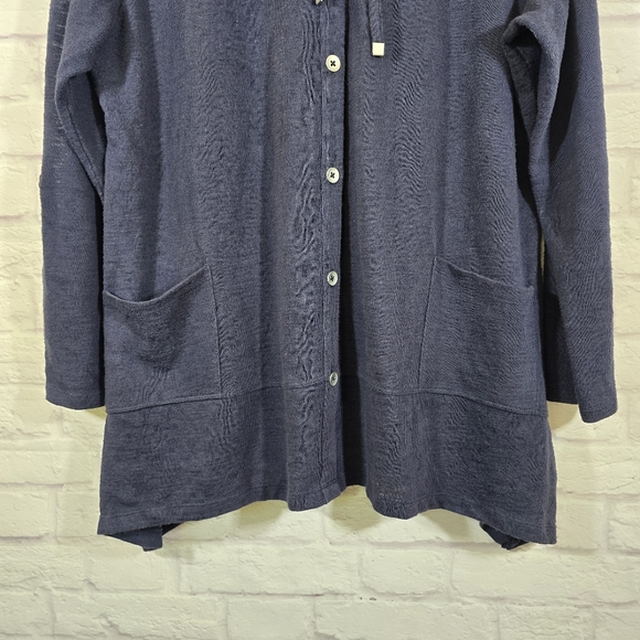 M Style & Co Sport Navy Hooded Cardigan with Pockets Size XL Lightweight Buttons - Picture 4 of 10
